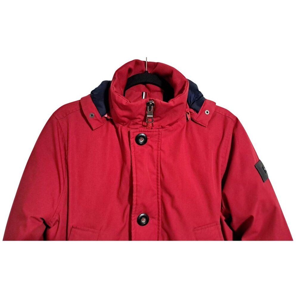 Tommy Hilfiger Mens Red Hooded Bomber Jacket Size S Quilted Insulated Water-Resi - Picture 5 of 16